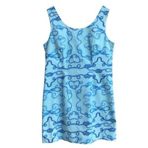 Kaeli Smith Blue Nautical Rope Pattern Sheath Dress Size 14